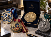 Medallas metálicas personalizadas para eventos deportivos, reconocimientos empresariales, universidades e instituciones, con dif