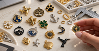 Charms metálicos personalizados terminados con diferentes acabados durante el control de calidad final Charms metálicos personalizados terminados con diferentes acabados durante el control de calidad final
