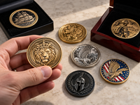 Monedas metálicas personalizadas premium con diferentes acabados y presentación en estuche Monedas metálicas personalizadas premium con diferentes acabados y presentación en estuche