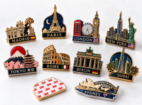 Colección de pins metálicos adhesivos personalizados con diseños esmaltados de ciudades del mundo y reverso con adhesivo 3M. Colección de pins metálicos adhesivos personalizados con diseños esmaltados de ciudades del mundo y reverso con adhesivo 3M.